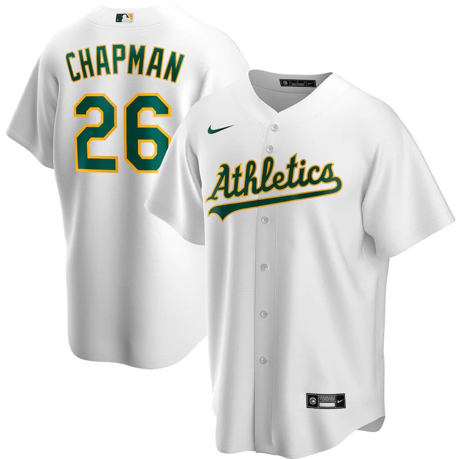 Cheap Mens Oakland Athletics 26 Matt Chapman Nike White Home Replica Player Name MLB Jerseys